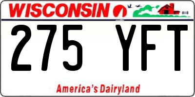 WI license plate 275YFT