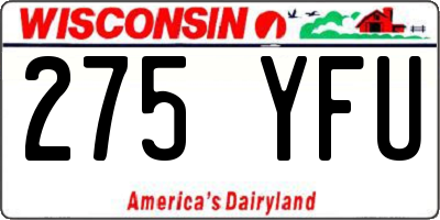 WI license plate 275YFU