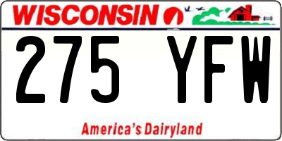 WI license plate 275YFW