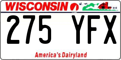 WI license plate 275YFX
