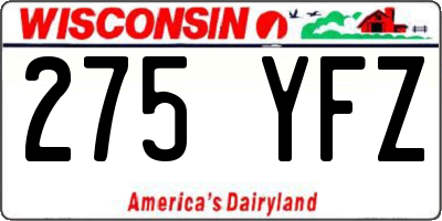 WI license plate 275YFZ