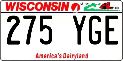 WI license plate 275YGE