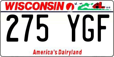 WI license plate 275YGF