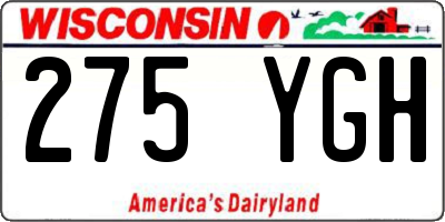 WI license plate 275YGH