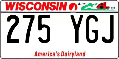 WI license plate 275YGJ
