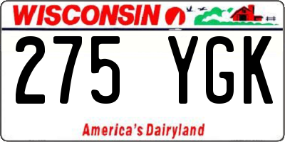 WI license plate 275YGK