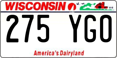 WI license plate 275YGO