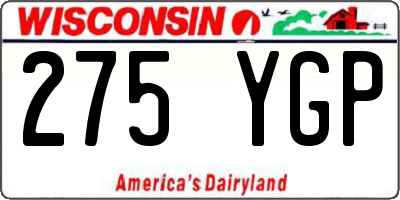 WI license plate 275YGP