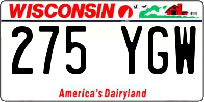 WI license plate 275YGW