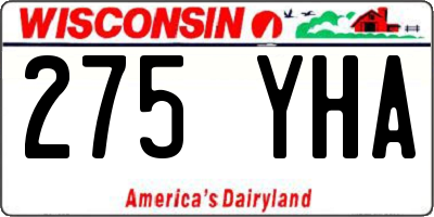 WI license plate 275YHA