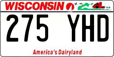 WI license plate 275YHD