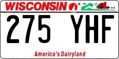 WI license plate 275YHF