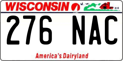 WI license plate 276NAC