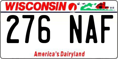 WI license plate 276NAF