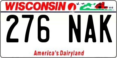 WI license plate 276NAK