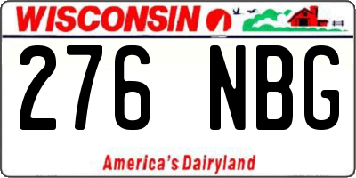 WI license plate 276NBG