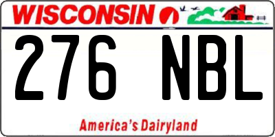 WI license plate 276NBL