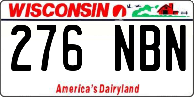 WI license plate 276NBN