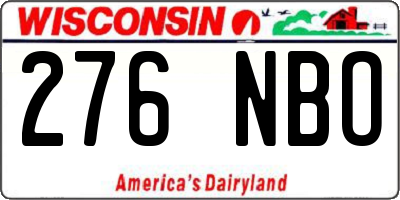 WI license plate 276NBO