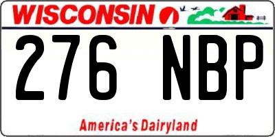 WI license plate 276NBP