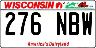 WI license plate 276NBW