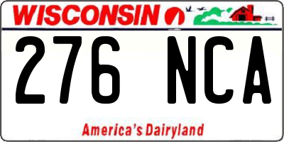 WI license plate 276NCA