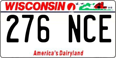 WI license plate 276NCE