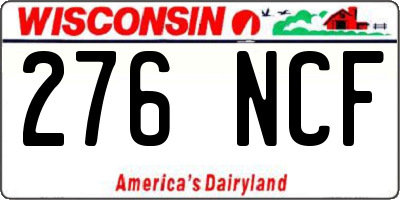 WI license plate 276NCF