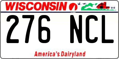 WI license plate 276NCL
