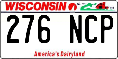 WI license plate 276NCP