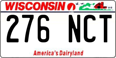 WI license plate 276NCT