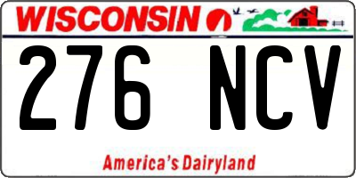 WI license plate 276NCV