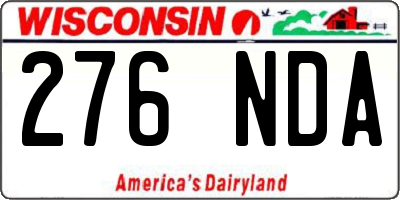 WI license plate 276NDA