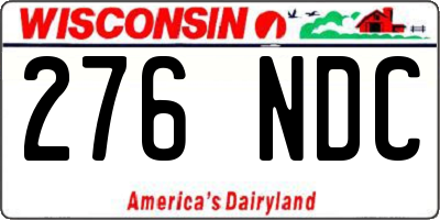 WI license plate 276NDC