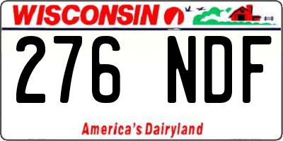WI license plate 276NDF