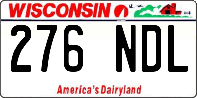 WI license plate 276NDL