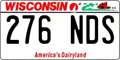 WI license plate 276NDS