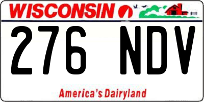 WI license plate 276NDV