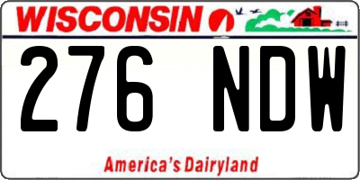 WI license plate 276NDW
