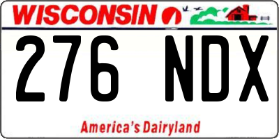 WI license plate 276NDX