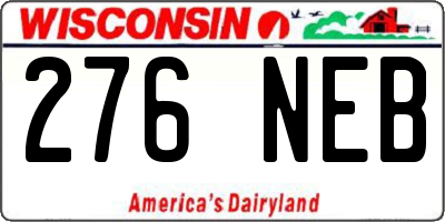 WI license plate 276NEB