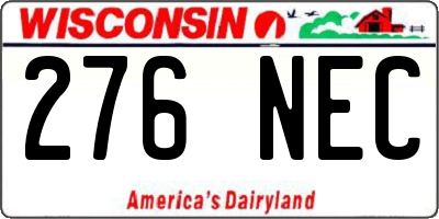 WI license plate 276NEC