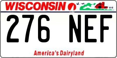 WI license plate 276NEF