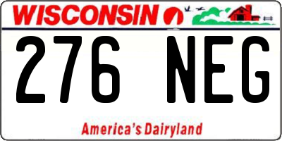 WI license plate 276NEG