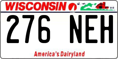WI license plate 276NEH