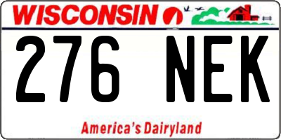 WI license plate 276NEK