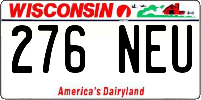 WI license plate 276NEU