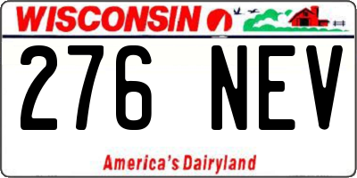 WI license plate 276NEV