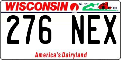 WI license plate 276NEX