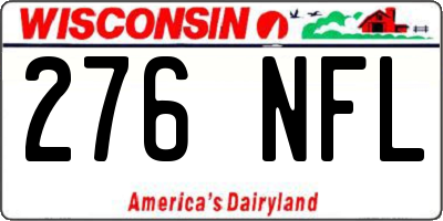 WI license plate 276NFL